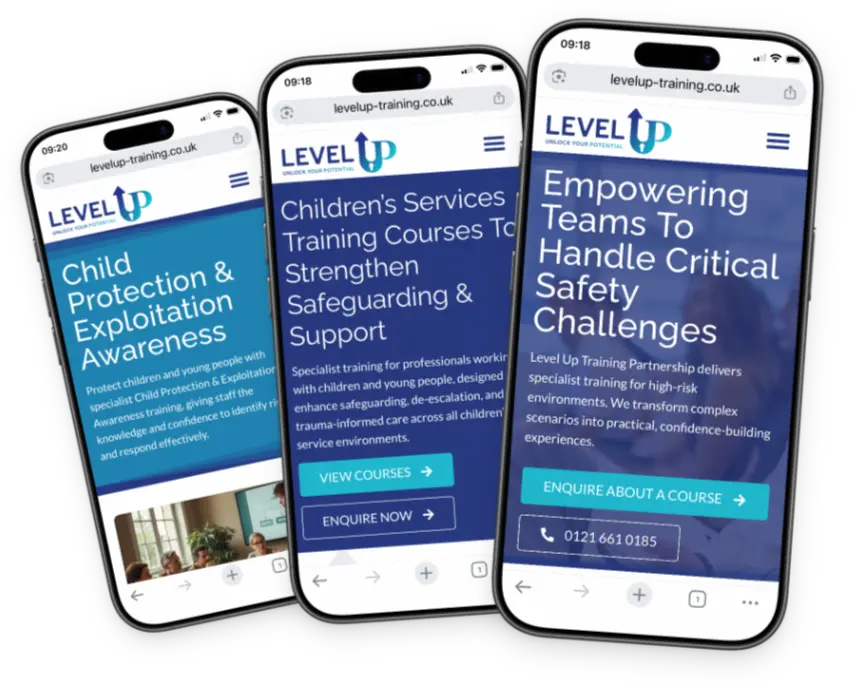 Level Up Training Partnership website design